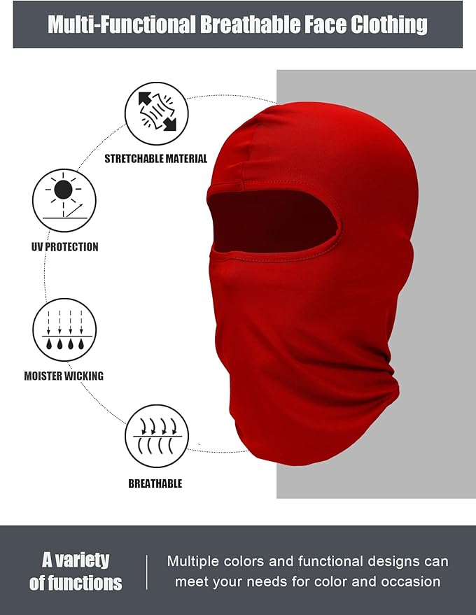 SATINIOR 6 Pcs Ski Mask Cover Balaclava Full Face Mask Summer Face Cover UV Windproof Balaclava for Men Women Outdoor Sports
