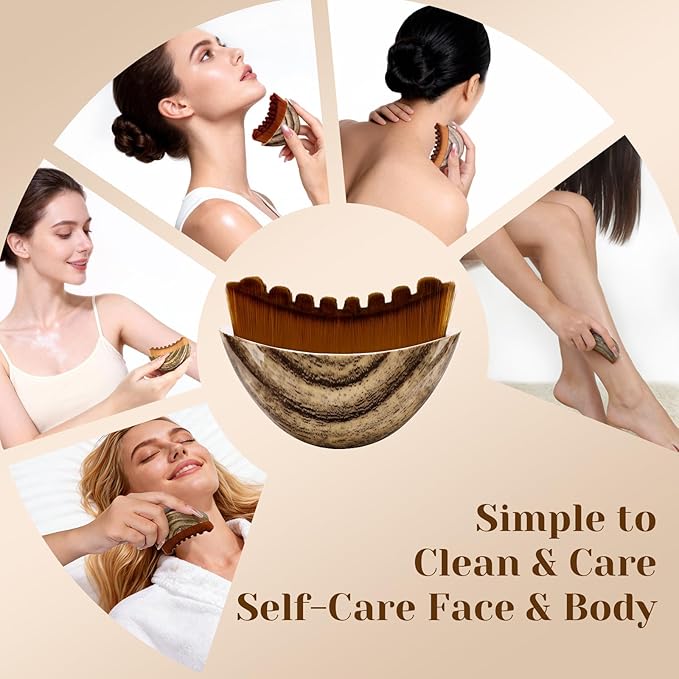 2026 New Lymphatic Contour Face Brush, Manual Lymphatic Drainage Massager, Natural Makeup Brushes with Durable Soft Bristles, Ergonomic Facial Cleansing Brush for Sculpting L