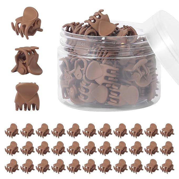 YOHAMA 36Pcs Dark Brown Mini Hair Claw Clips for Women&Girls, Bangs Clamp