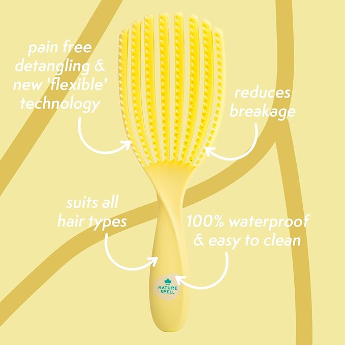 Nature Spell FlexiFlow Detangling Hair Brush, Flexible Strands, Yellow