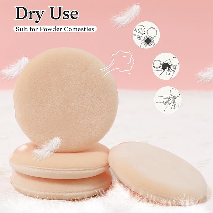 10 Pieces Foundation Sponge for Face Powder, 2.36 inch Makeup Puff for Foundation Velour Pure Cotton Applicator Cotton Cosmetic Makeup Puffs Pads with Ribbon