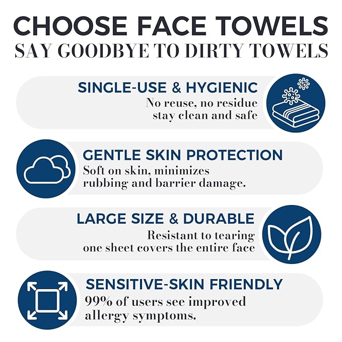 Disposable Face Towels XL,3 Travel Pack Faces Towel, 7.9" x 9.4" Large Face Towelettes Disposable,100% Viscose Fiber Extra Thick Soft Dry Wipes For Sensitive Skin,Makeup Remover,Face's Wipes,30 Count