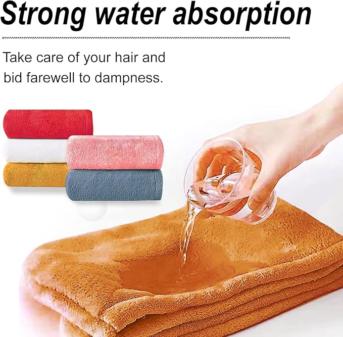 Microfiber Hair Drying Towel Wrap for Women, Hair Turbans Towel for Wet Hair,turbie Twist Hair Towels(The Color of the Picture is for Reference only) (Apricot Yellow-Double Layer)
