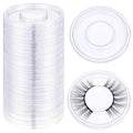 100 Pieces Round Eyelash Tray Holder Plastic Eye Lash Trays Lid for False Eyelash Storage Case Empty Holder Box Packaging Box Cosmetic Container (Transparent)