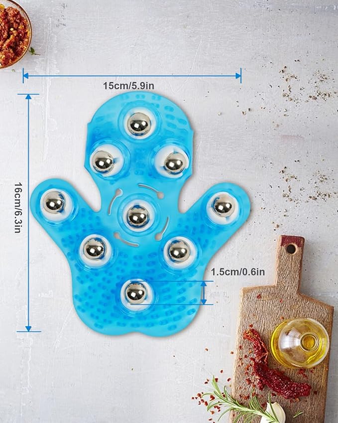 Mrxxjz Hand Massager Gloves with 9 360-Degree Kneading Rollers - Palm Massager, Hand Roller & Thumb Saver Tool for Hand Massage, Muscle Pain Relief - Manual Deep Tissue Relaxation, Blue