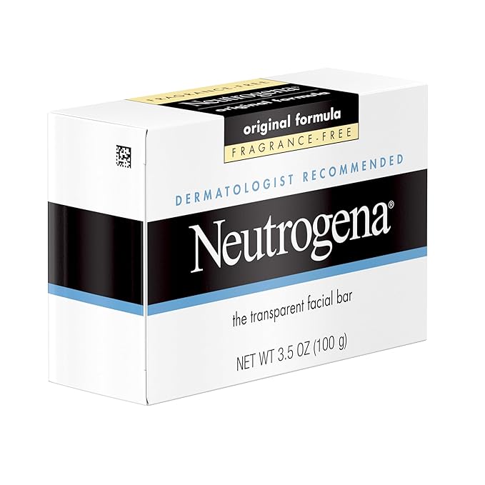 Neutrogena Original Transparent Facial Cleansing Bar, Fragrance-Free Glycerin Face Wash Bar Soap for Gentle Daily Cleansing, Hypoallergenic & Dye-Free Pure Facial Soap, 3.5 oz