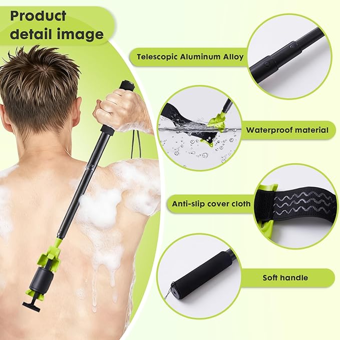 Back Shaver Extension Handle，Razor Extension Handle for Men,Long Handled Razor for Legs and Body,Adjustable Angle Back Trimmer with Telescopic 13-25 Inch Handle, Ideal for Elderly and Self-Care