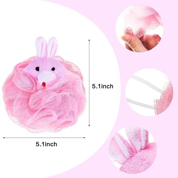 Boao 8 Pcs Animal Kids Loofah Bath Sponge, Cartoon Body Scrubber