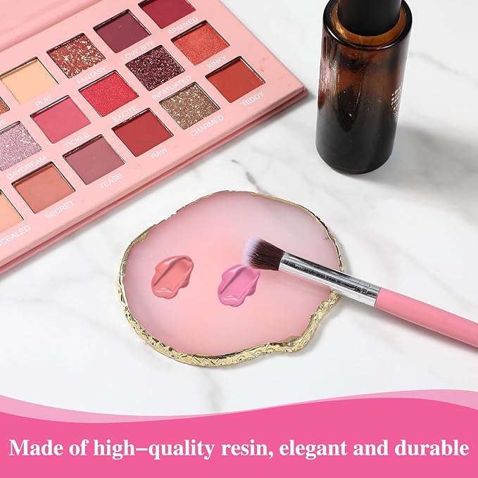 MBAIYO 2PCS Nail Art Palette, Resin Nail Plates Makeup Mixing Palettes Gilded Edge Polish Palette Irregularity Painting Mixed Color Palettes Display Board for DIY ManicureArt Design Makeup Foundation