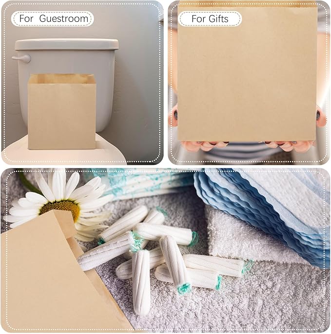 Tenceur 500 Pcs Waxed Kraft Sanitary Napkin Disposal Bags 7.5x10x3.5 in