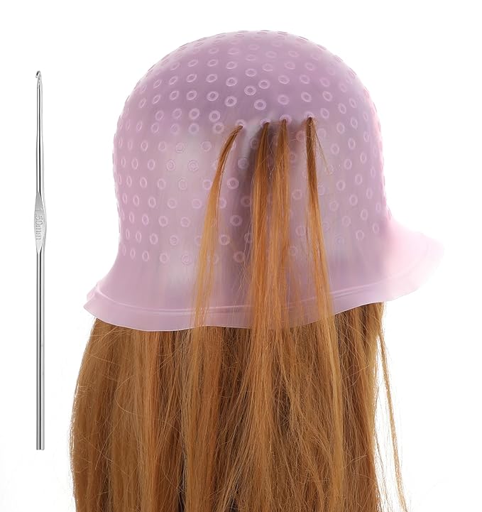 Frosting Caps for Highlighting Hair, Professional Hair Highlighting Caps for Hairs with Needle, Precise Punching for Salon Dyeing for Women & Men (Reusable)