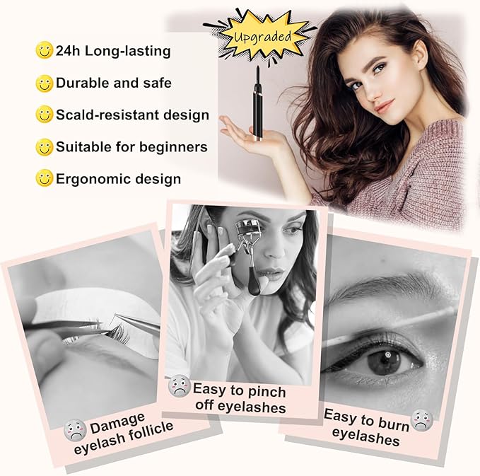 Heated Eyelash Curler, Electric Eyelash Curler, Rechargeable Lash Curler for Makeup Natural Curling Eye Lashes and 24 Hours Long Lasting - Black 2026 Updated New Model