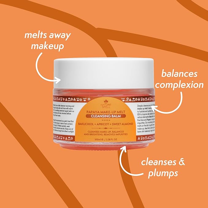 Nature Spell Papaya Cleansing Balm, Gently Removes Makeup, 3.38 Fl Oz