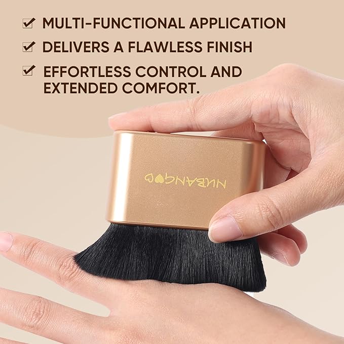NUBANGOO Professional Kabuki Foundation Brush,Makeup Brush, Self Tanner Brush,Self Tanning brush,Foundation Makeup Brush Cream Powder Liquid,Face Neck Body Leg Tanning Makeup (Gold Black)