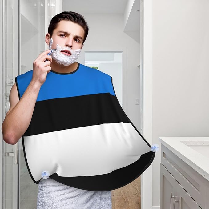 YQxwJL Flag Of Estonia Print Beard Bib Shaving Apron, Beard Hair Trimming Cape Gift For Dad