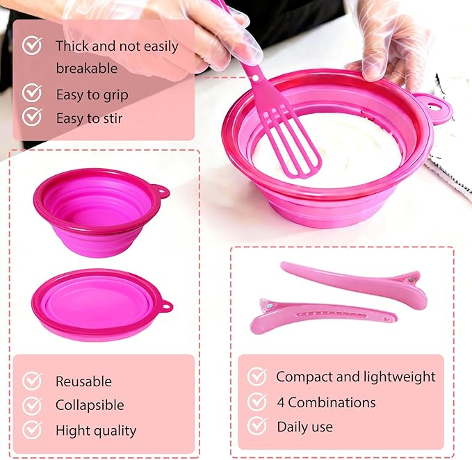 21 pcs Hair Dye Kit Professional Salon Tools with Hair Dye Brush and Bowl Set Hair Bleach Kit,Dye Clips Gloves Ear Covers,for Hairstylist and Women Hair Bleaching Coloring Highlighting Kit