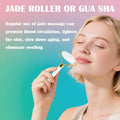 LSXKAMIX Jade Roller Gua Sha Tools - Nature Gua Sha Facial Tool Skin Tightening Face Massager Anti-Aging Jade Face Roller Puffiness Reducing Guasha Stone for Women Men (White)