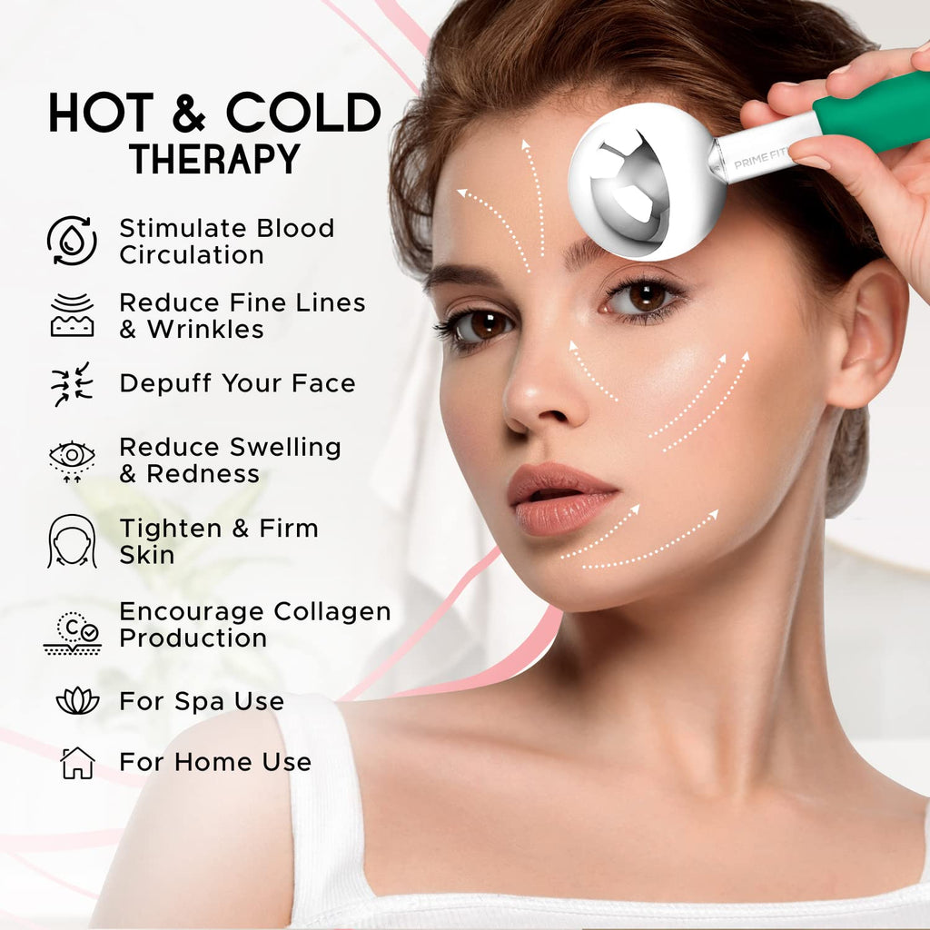 Ice Globes for Facials | Unbreakable Steel Cooling Roller | Cryo Sticks for Face | Massager for Face Neck & Eyes | Skin Care for Dark Circles, Puffiness, Wrinkles, Collagen Production (Green)