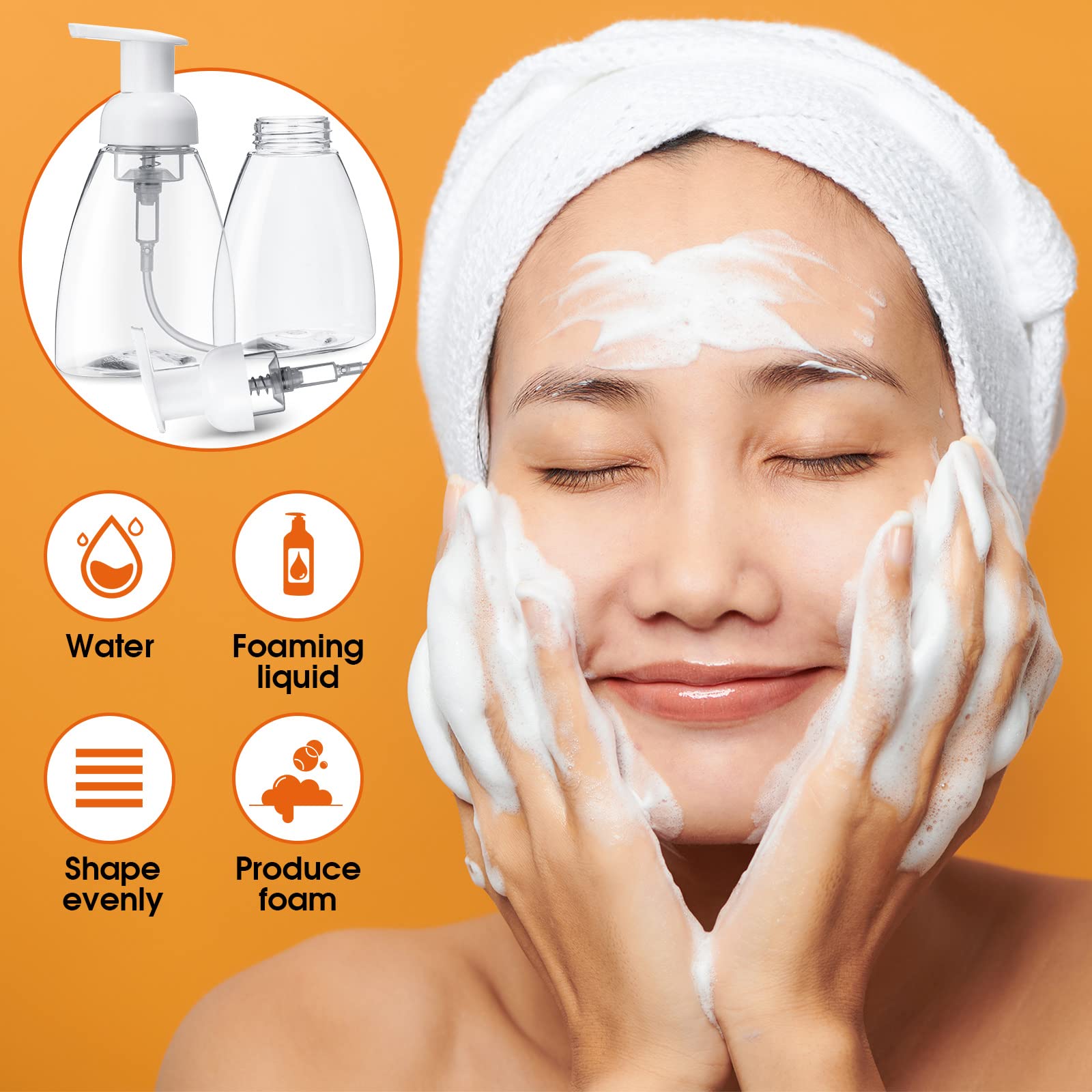 Eboot 12 Pcs 8 oz Foaming Soap Dispenser Foaming Pump Bottle Travel Hand Soap Pump Foam Dispenser Bottle Plastic Press Bottles Empty Refillable Plastic Container for Liquid Shampoo