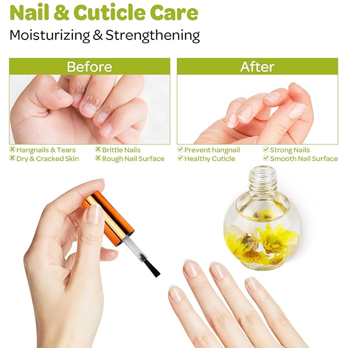 Cuticle Oil, Vanilla Cuticle Nail Oil Infused with Real Flowers 15ml