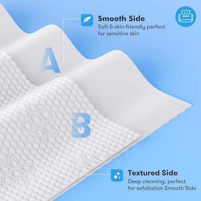 Disposable Face Towel, Soft & Thick Lint-Free Biodegradable Face Towelettes, Makeup Remover Dry Wipes, Facial Tissue for Camping Travel Essentials, 25 Count