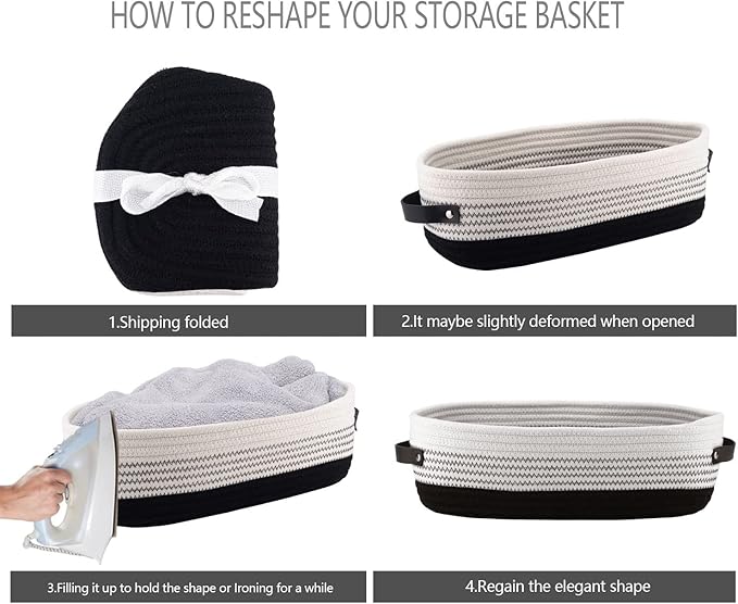 Oradrem 2 Pack Cotton Rope Toilet Basket Bathroom Decor Baskets, Toilet Paper Holder Basket, Farmhouse Home Decor Organizing 13"x5.9"x4" Black