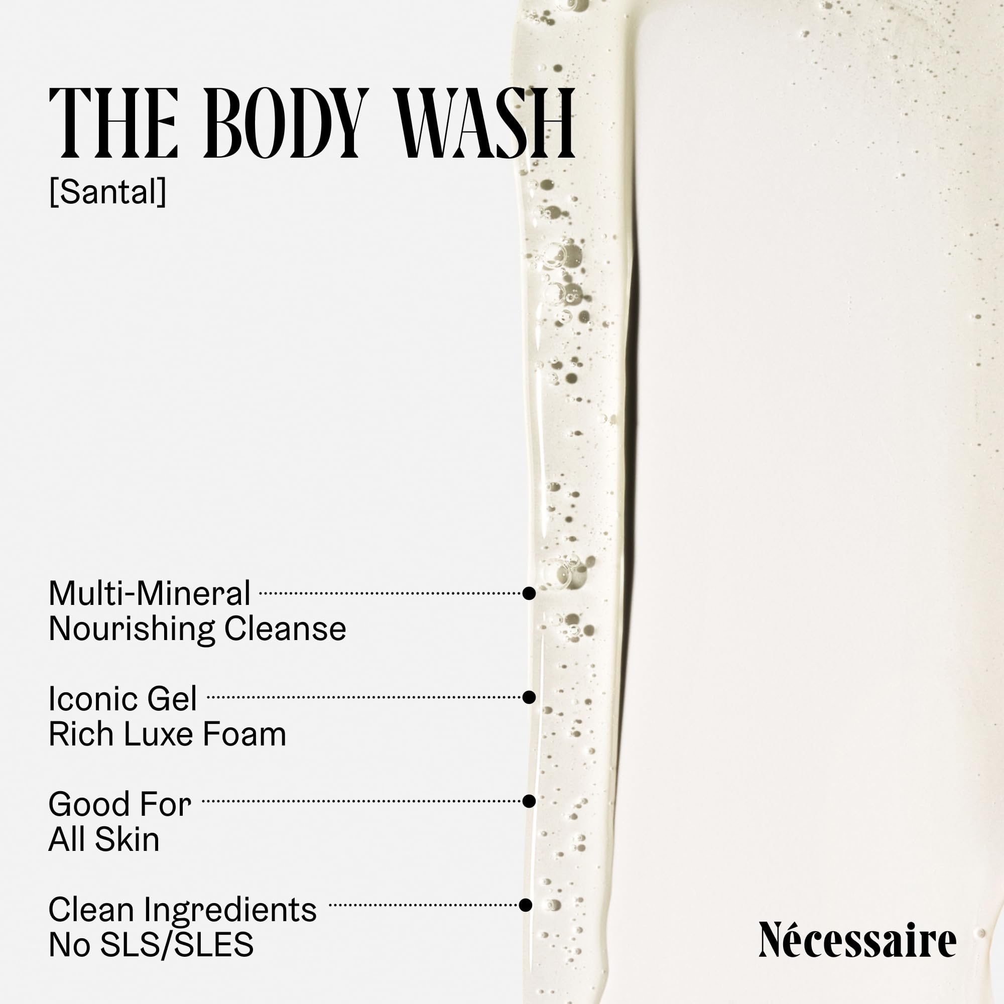 Nécessaire The Body Wash Santal. Multi-Oil Shower Gel Body Wash for Women + Men. Non-Comedogenic + Hypoallergenic for Sensitive Skin with Niacinamide. 500ml/16.9 fl oz