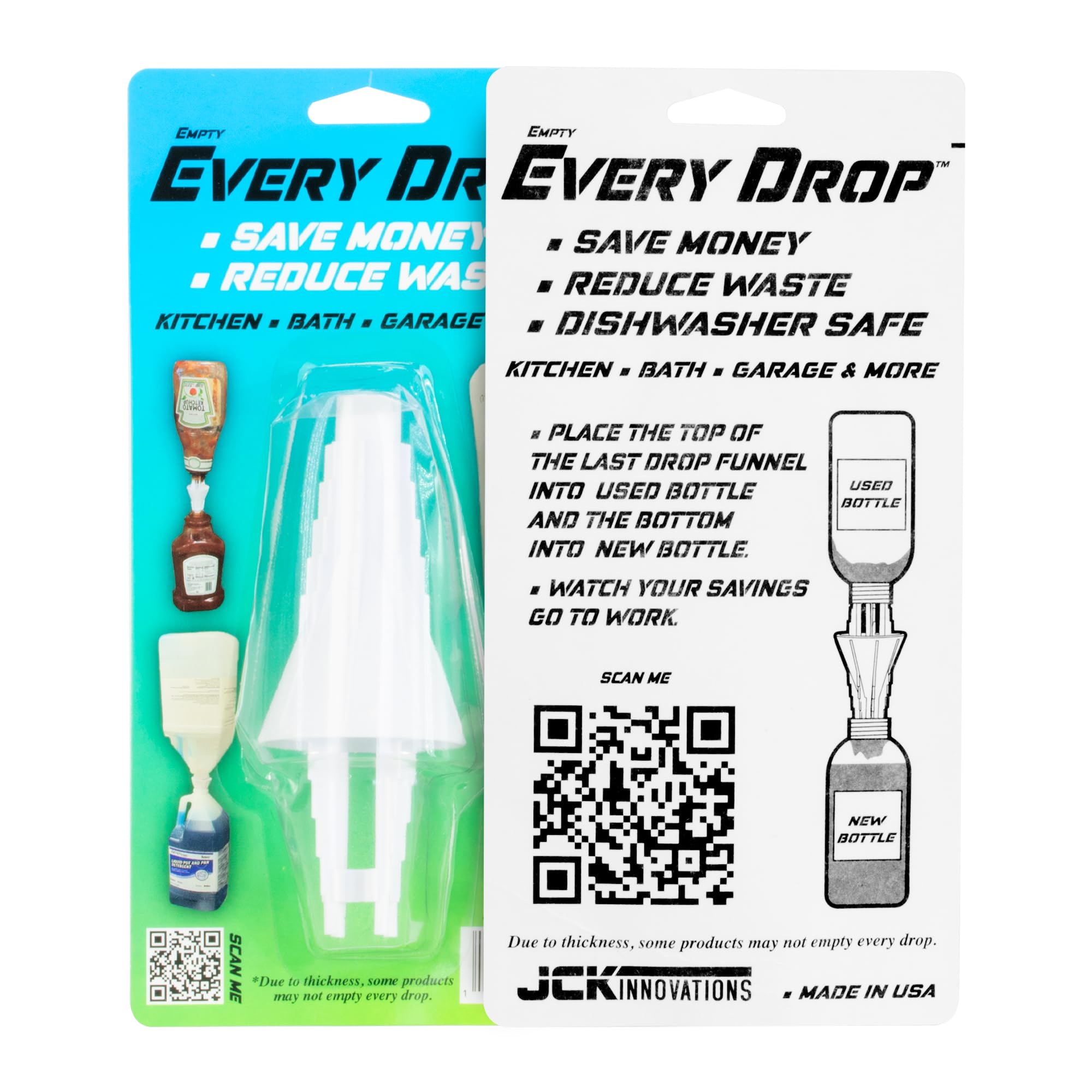 Last Drop Universal Bottle Emptying Kit Transfer Connector for Soap, Lotion, Shampoo, Conditioner, and Kitchen
