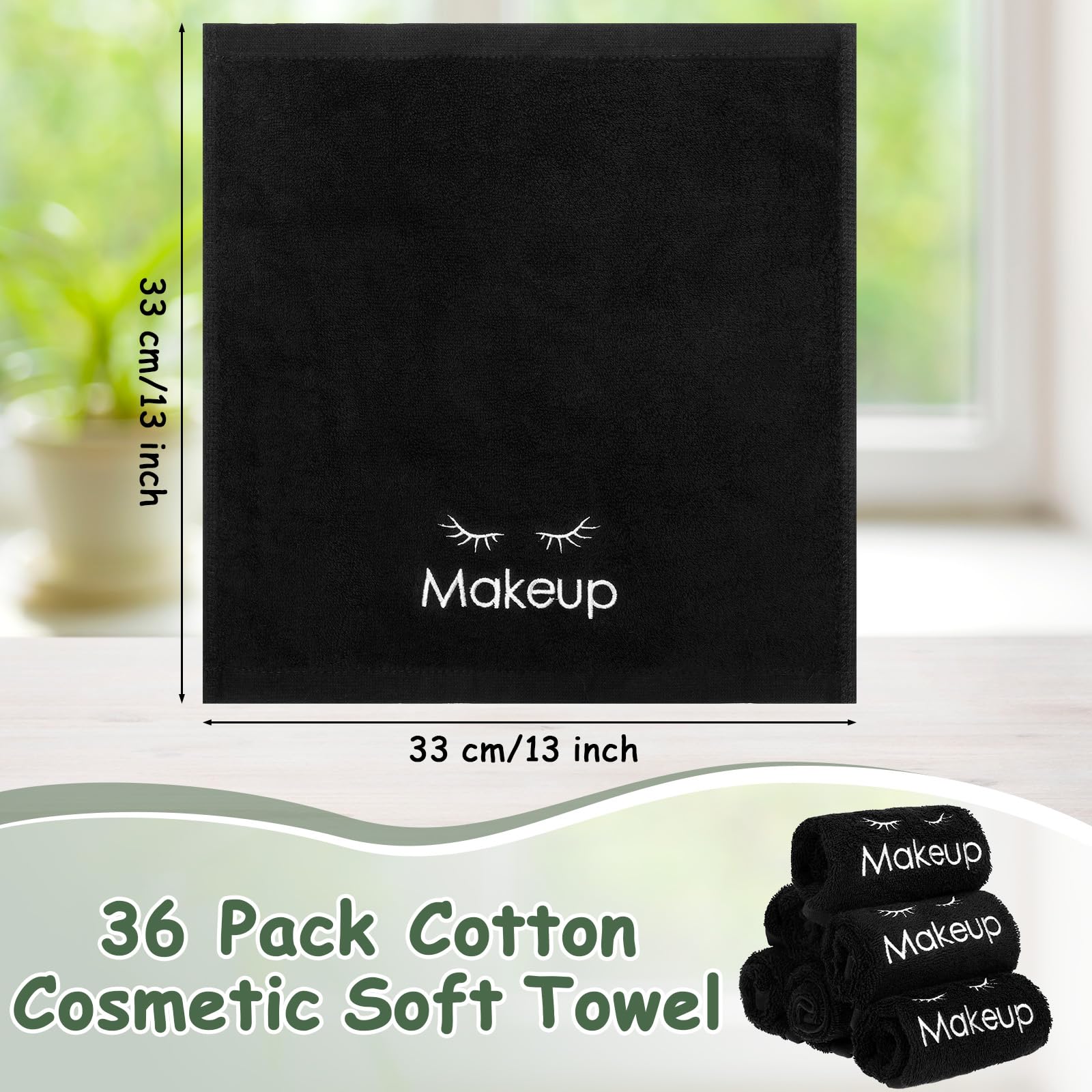 Shimeyao 36 Pcs Black Makeup Towels Washcloths 13x13 in Face,Classic