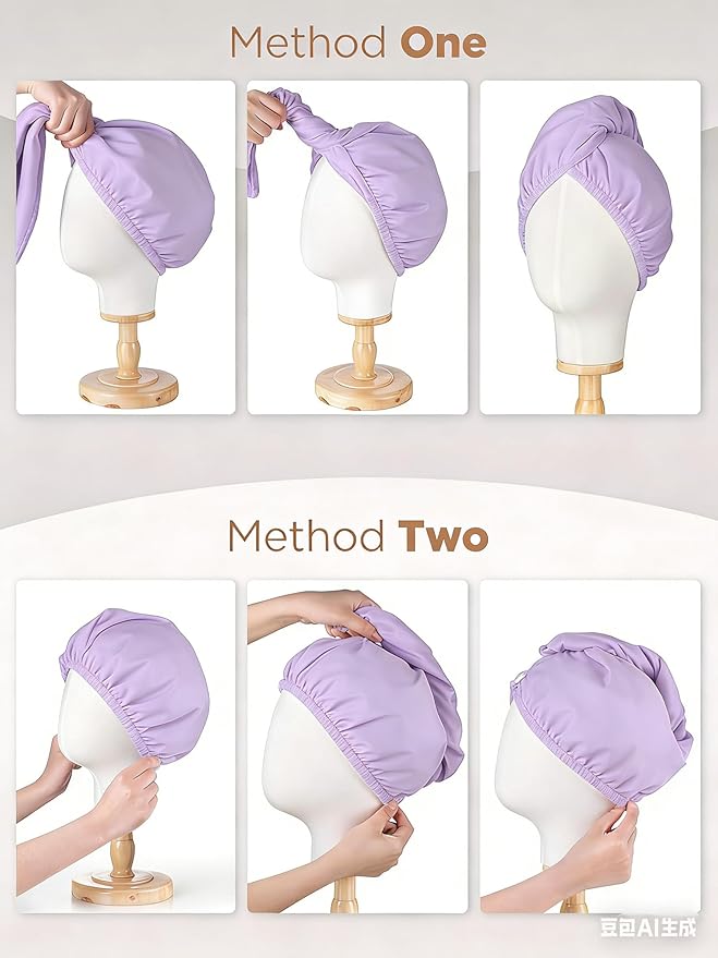 3 Pack Microfiber Hair Towel Wrap for Women, Fast Drying Hair Turban with Button, Anti-Frizz Large Hair Towel for All Hair Styles, Soft & Absorbent Hair Drying Towel
