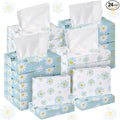 Yinder 24 Packs 960 Sheets Tissue Cube Car Facial Boxes Disposable Facial Travel Tissues Holder Soft Watercolor Boxes 2 Ply 40 Sheets for Wedding Household Car Kitchen Bathroom(Fresh Daisy)