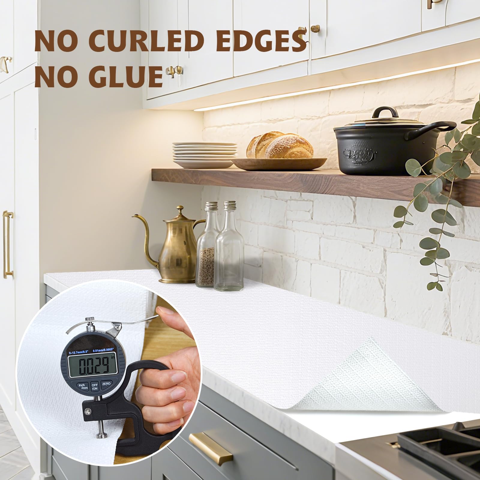Shelf Liners for Kitchen Cabinets 23.6in x 20FT, Non Adhesive Drawer Liner