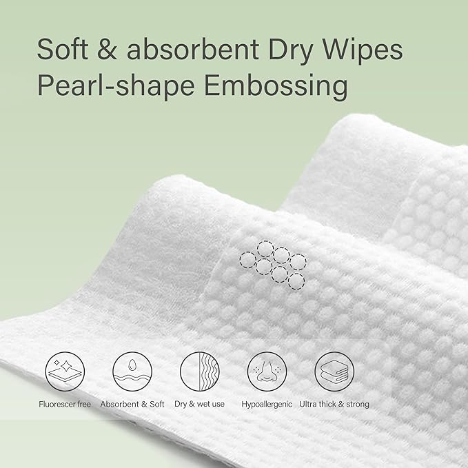 Unifree Facial Towels, Dry Wipes Makeup Remover, On-the-go, 360 count