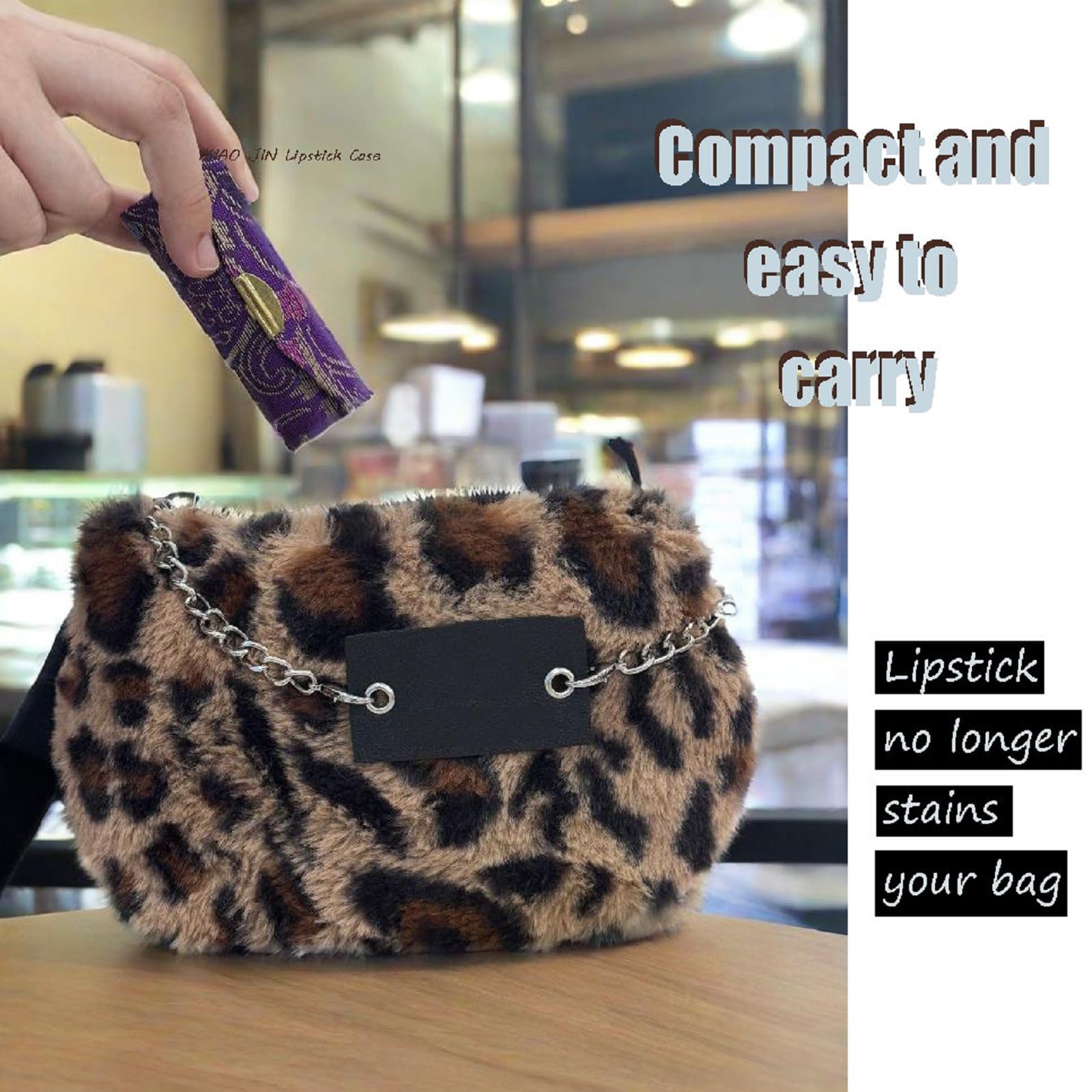 MIAO JIN Lipstick Case with Mirror Small Lipstick Holder for Purse