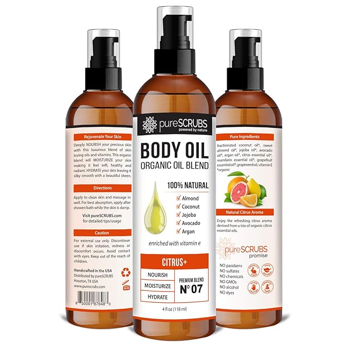pureSCRUBS Ultra Moisturizing Citrus Body Oil for Dry Skin, 4 oz