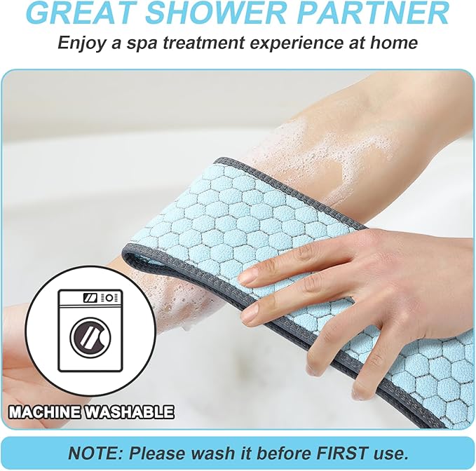 dodiff 38 Inch Exfoliating Back Scrubber for Shower, Back Washer, Blue