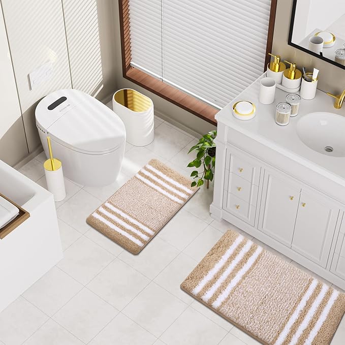 InnJoey Bathroom Set - Bathroom Sets with Shower Curtain and Rugs, 25PC Bathroom Accessory Set, White Bathroom Accessories Set with Trash Can, Soap Dispensers