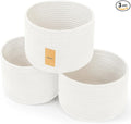 Small Rope Baskets for Storage, Baskets for Gifts Empty, Cute Round Woven Baskets, Decorative Shelf Basket 9.82×9.82×7.1", Cotton Toy Basket Storage Bins for Organizer 3 Packs White