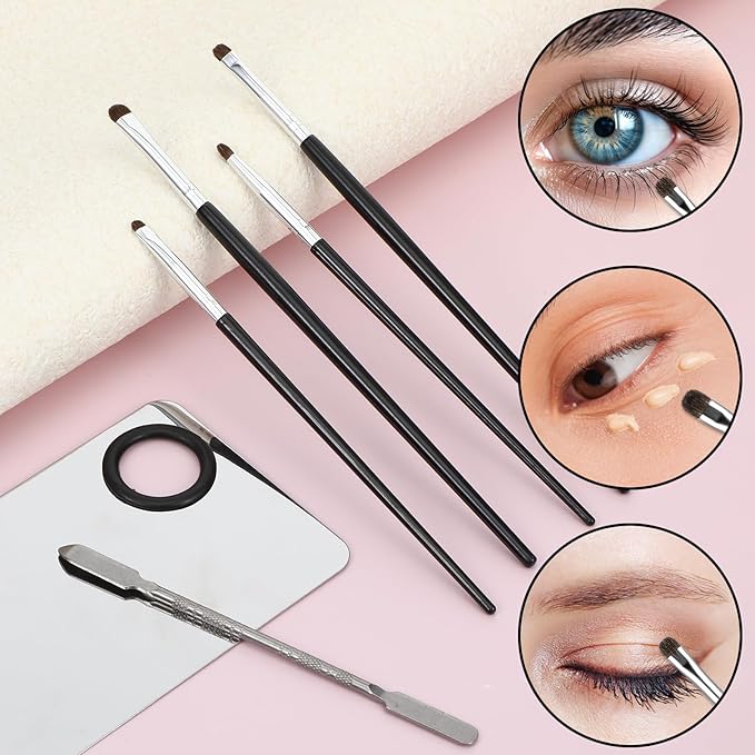 Hadnves Makeup Mixing Palette and Eye Shadow Brushes Set, Makeup Palette with Spatula for Facial Cosmetic Nail Art Pigment Blending, Eyeshadow Makeup Blending Brushes for Concealer Eyebrows Eyeliner
