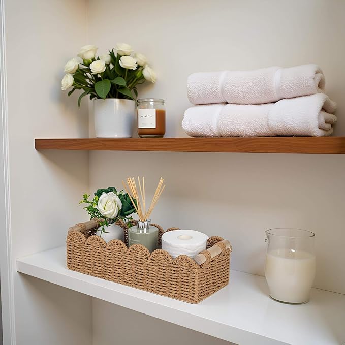 CubesLand Bathroom Basket Organizer, Toilet Tank Paper Storage Baskets 2PK
