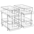 HIHEGD 2-Tier Bathroom Organizer with Dividers, Clear Under Sink and Pull-Out Cabinet Organizer for Kitchen and Pantry Storage