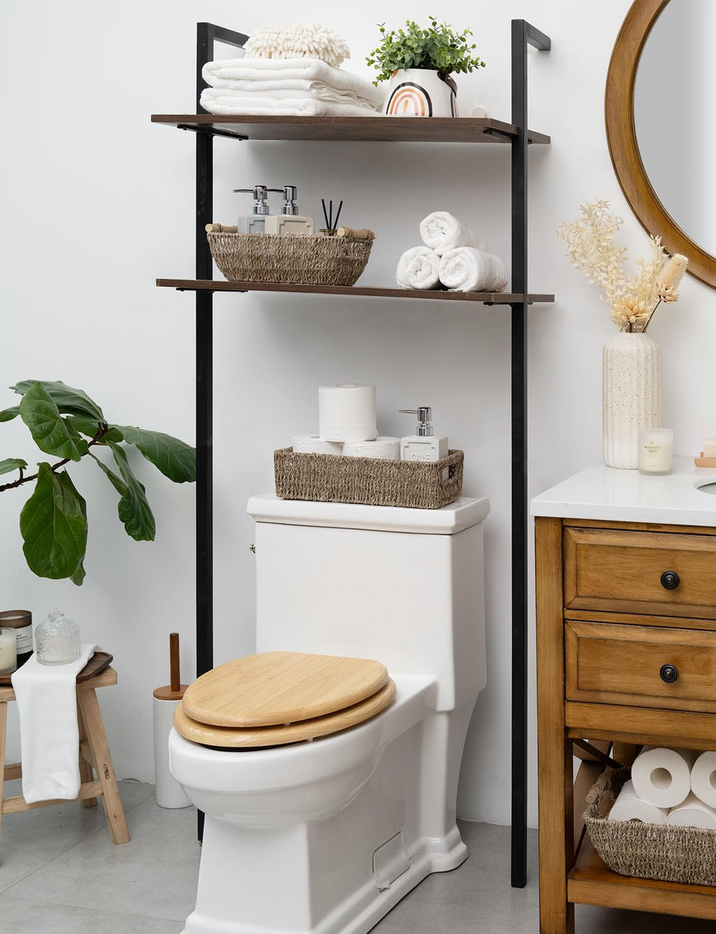 StorageWorks Wicker Seagrass Baskets, Toilet Basket Tank Topper
