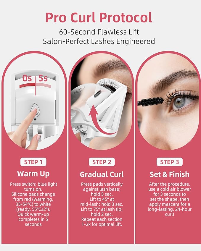 HOTRYEE 2PCS Heated Eyelash Curler (White)