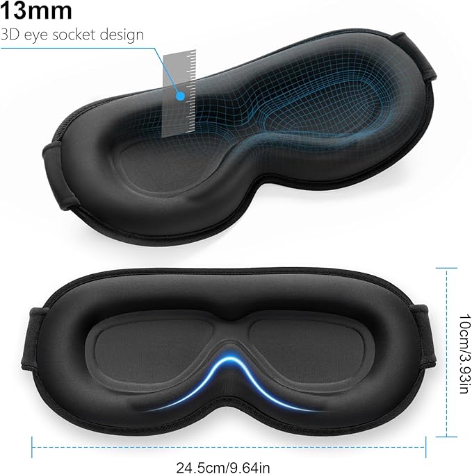 Gritin 100% Blackout Sleep Eye Mask for Women Men, Zero Pressure Sleep Mask