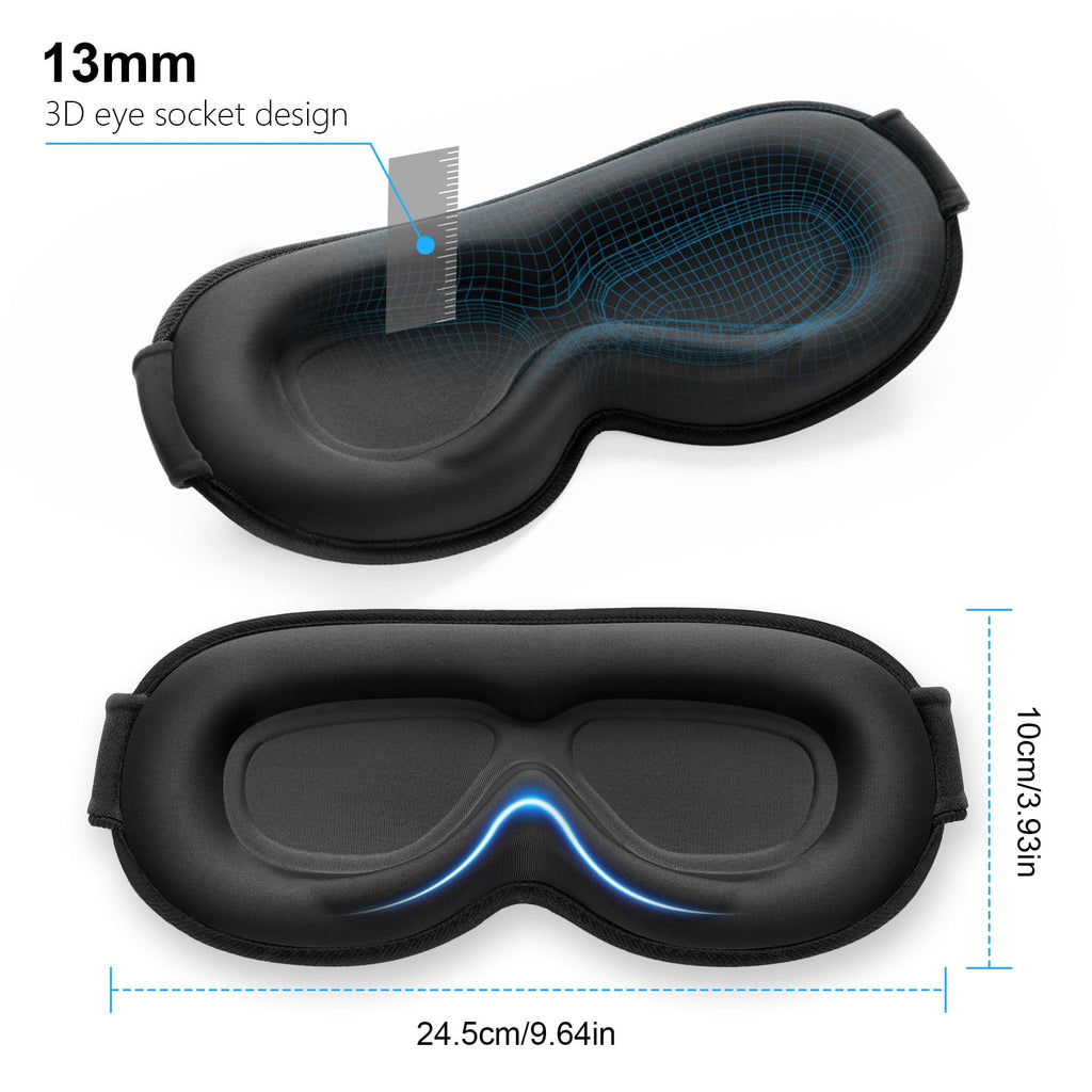 Gritin 100% Blackout Sleep Eye Mask for Women Men, Zero Pressure Sleep Mask
