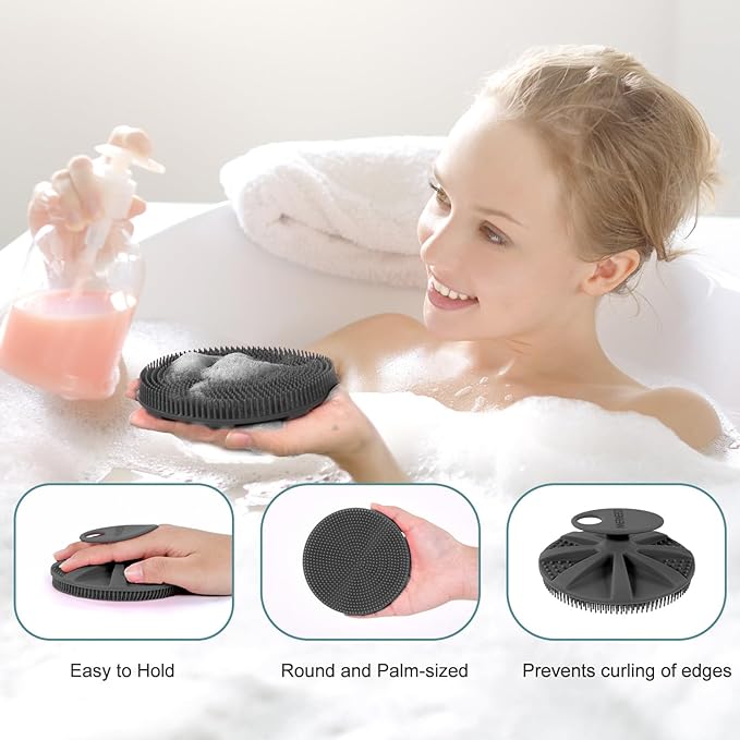 INNERNEED Food-Grade Soft Silicone Body Scrubber Shower Brush, Pack of 4