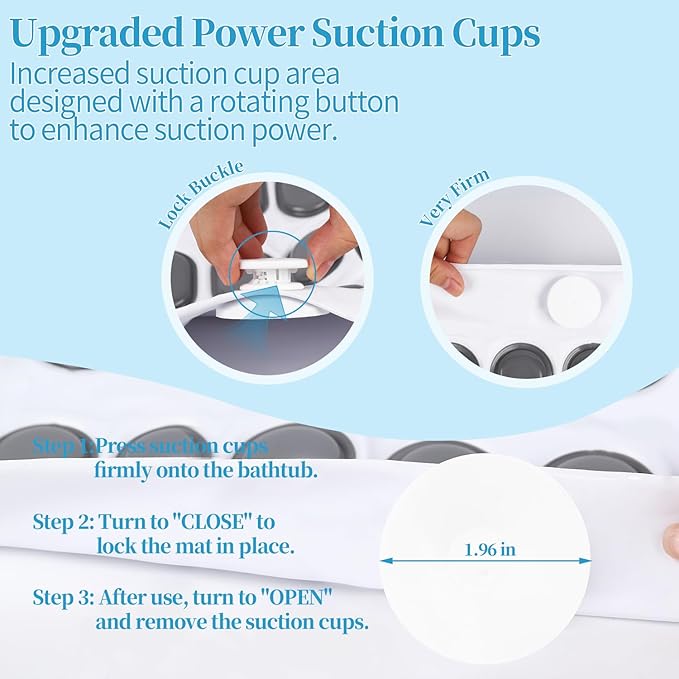 Portable Spa Bubble Bath Massager - Bubble Bath Mat Tub Spa Massager with Upgraded Powerful Suction Cup, Electric Air Pump, Pillow and Remote Control for Relaxation, 45 * 17in (Gray)