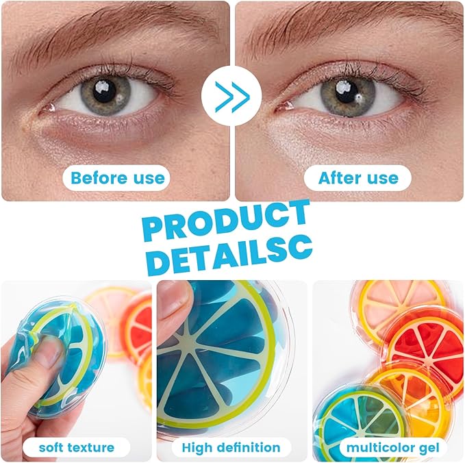 Gel Eye Ice Pack Reusable - Cooling Eye Masks for Puffy Eyes, Dark Circles & Eye Strain Relief. Helps Reduce Swelling, Redness & Fine Lines, Ideal for Post-Surgery Recovery (4 Pack)