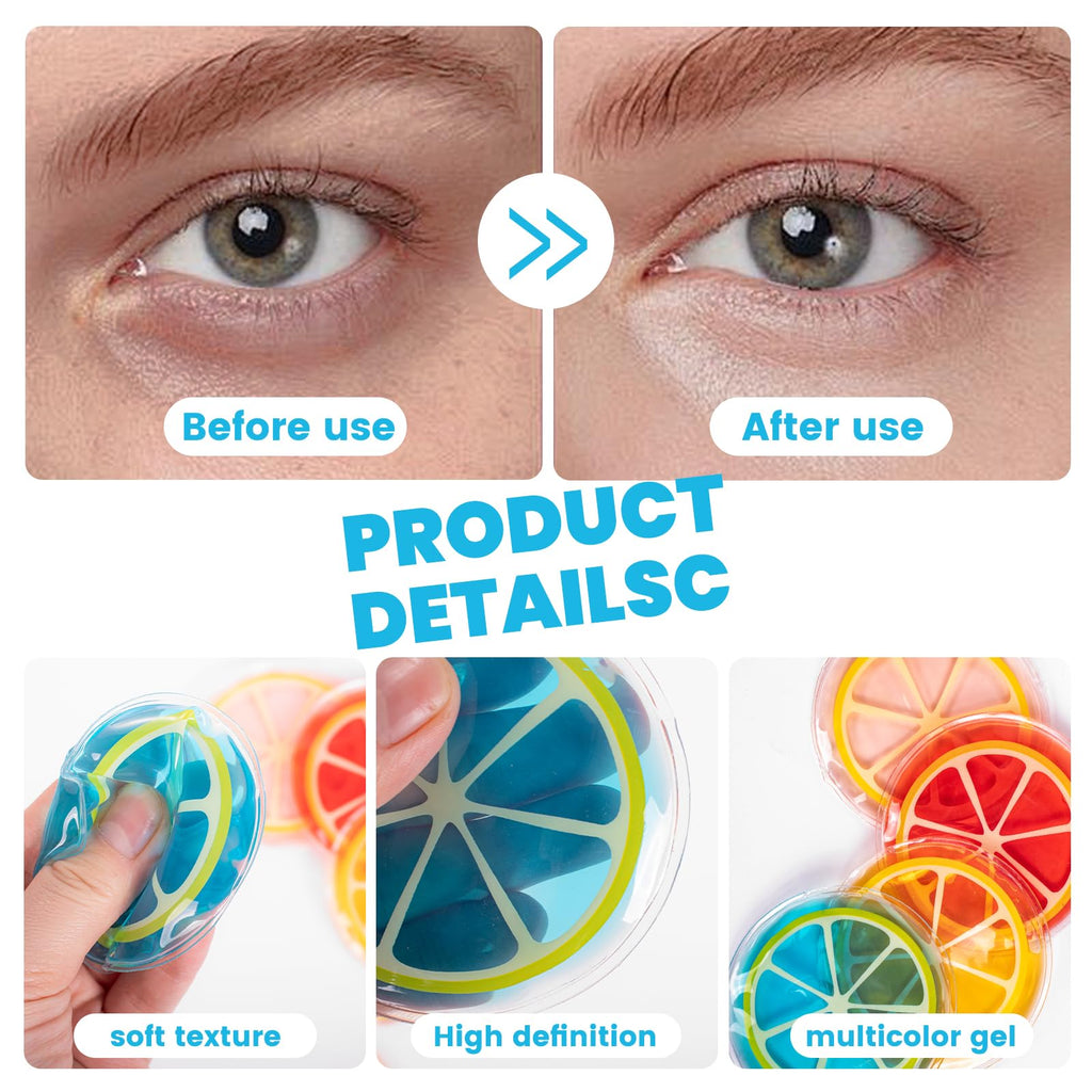 Coldcool 4 Pcs Gel Eye Mask Orange Shape, Cooling Puffy Eyes.