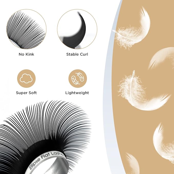 LASHVIEW False Lashes Ellipse Eyelash Extensions 0.15mm D Curl 13mm Flat Eyelash Extension Eyelashes Lashes Extension Flat Lash Extension Black Lashes Extensions Salon Use